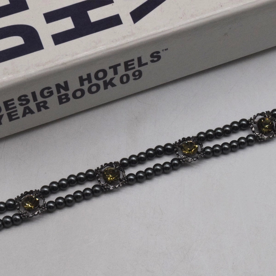 Classic Style Geometric Rhinestones Artificial Pearl Rhinestone  Double Layer Necklaces