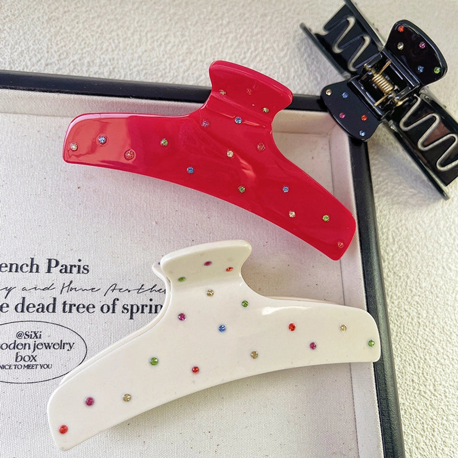 Simple Style Classic Style Solid Color Acetic acid sheets Inlay Rhinestones Hair Claws 1 Piece