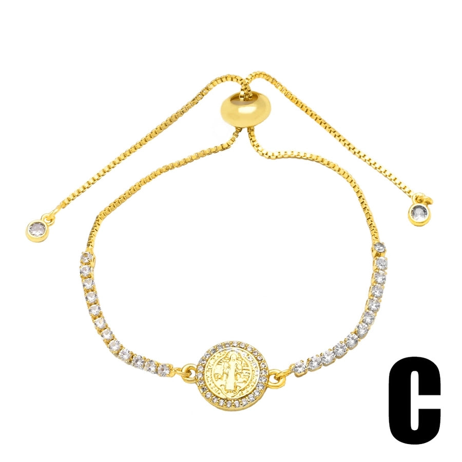 Copper Plating Inlay Pentagram Virgin Mary Zircon Bracelets