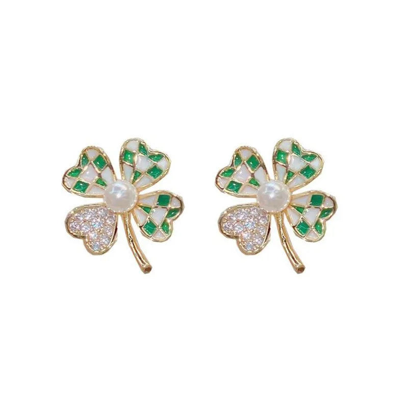 1 pair sweet flower plating alloy earrings