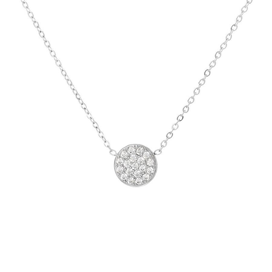 Jewelry IG Style Simple Style Round 304 Stainless Steel Zircon 14K Gold Plated Inlay Necklace