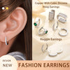 1 Pair Classic Style C Shape U Shape Geometric Inlay Copper Zircon Hoop Earrings