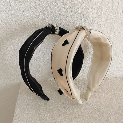 fashion heart shape cloth handmade inlay rhinestone hair band