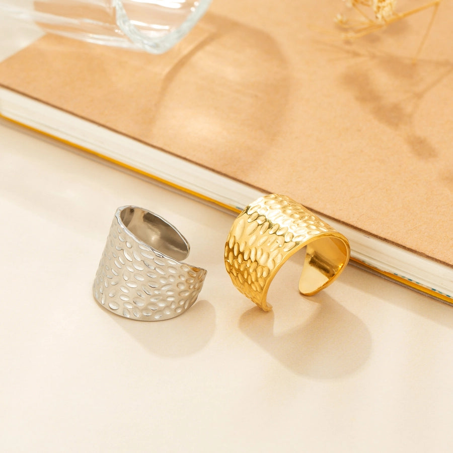 Jewelry Classic Style Solid Color 304 Stainless Steel Gold Plated Open Rings