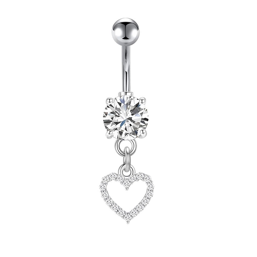 1 Piece 1 Set Belly Rings Simple Style Heart Shape Butterfly 316L Stainless Steel  Inlay Zircon Belly Rings