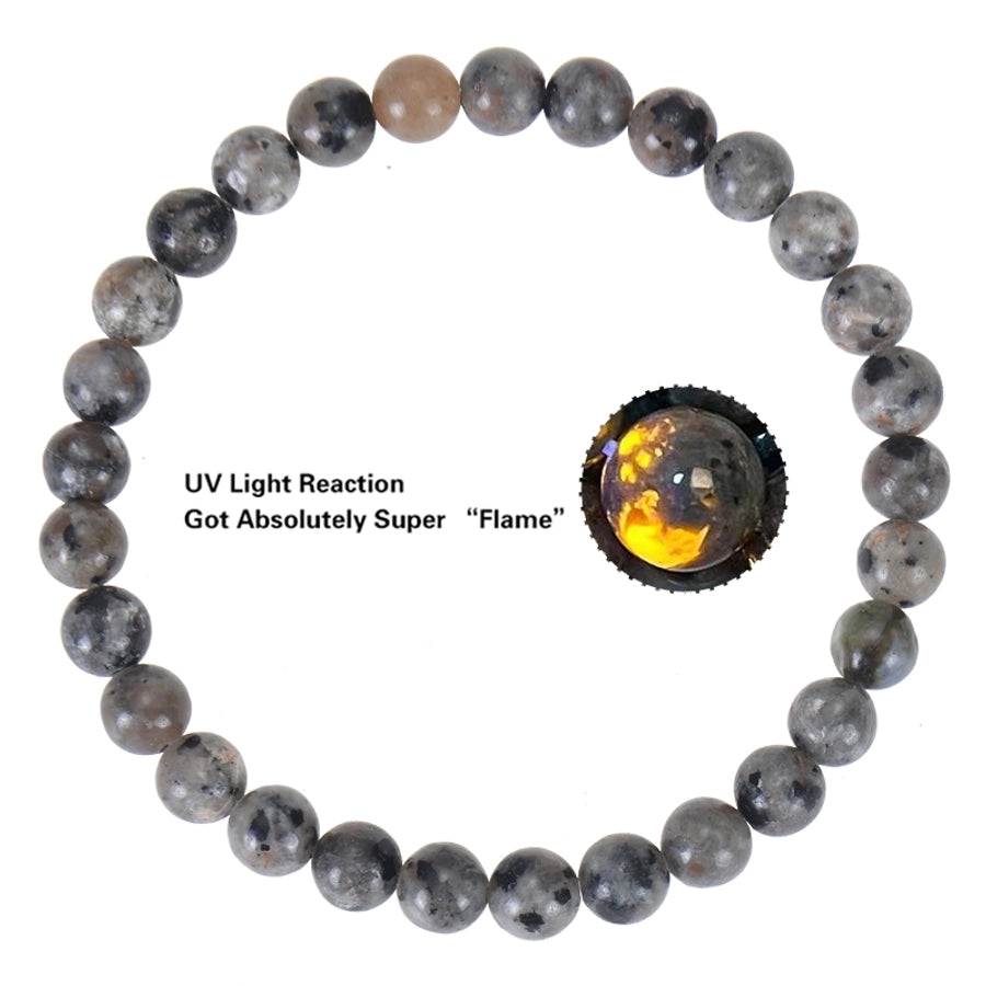 6/8/10mm Flame Stone Bracelet European and American Ins Punk Natural Flame Stone Beaded Bracelet Men and Women Jewelry