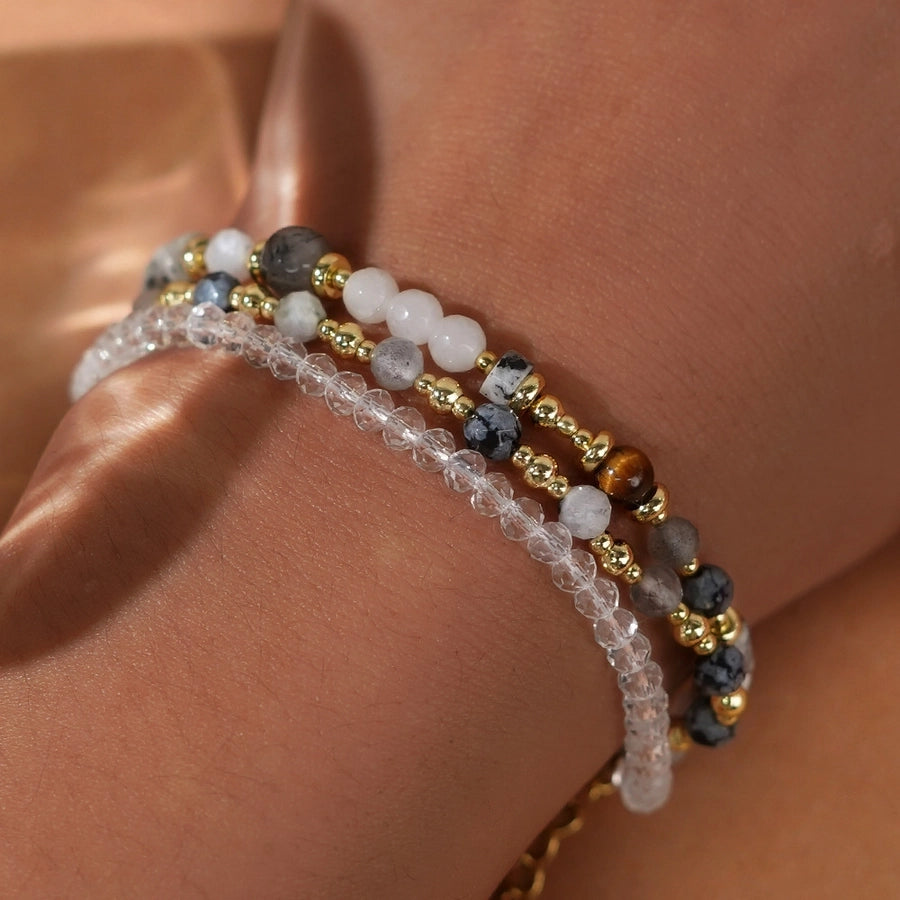 Manufacturer  New Arrival Double Chain Bracelet  Handmade Natural Stone Crystal String Beads Bracelet for Friends Girlfriends' Gift