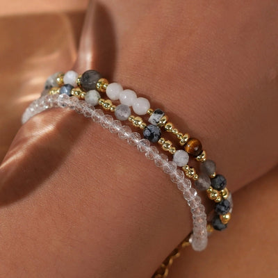 Manufacturer  New Arrival Double Chain Bracelet  Handmade Natural Stone Crystal String Beads Bracelet for Friends Girlfriends' Gift