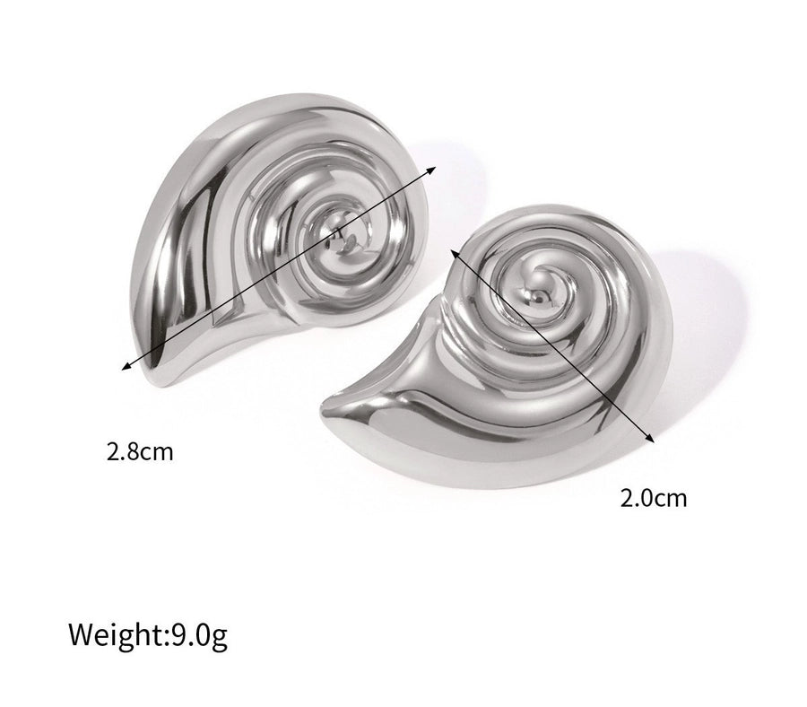 1 Pair Retro Conch 304 Stainless Steel Ear Studs