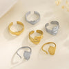 Jewelry Vintage Style Simple Style Solid Color Heart Shape Ginkgo Leaf 304 Stainless Steel Open Rings