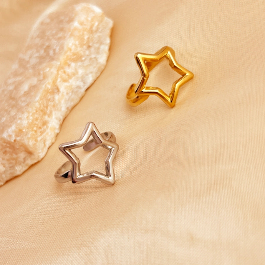 Jewelry Casual Retro Simple Style Pentagram 201 Stainless Steel 18K Gold Plated Plating Adjustable Ring