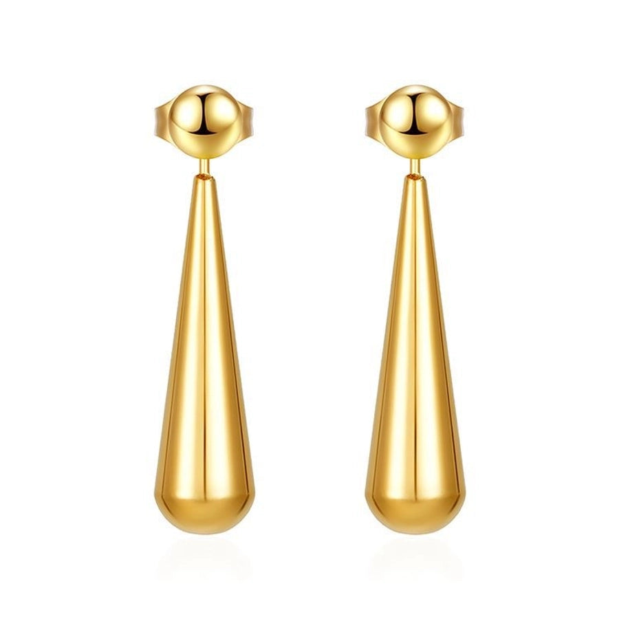 1 Pair Simple Style Water Droplets Titanium Steel 18K Gold Plated Drop Earrings