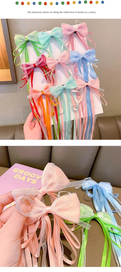 Children's super fairy bow ribbon hairpin baby Chinese style braided hair headwear girl ancient style hanfu hairpin hair accessories