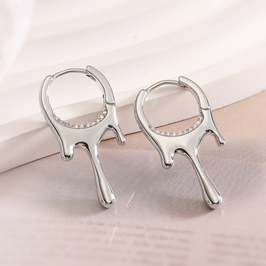 1 Pair Punk Simple Style Commute Geometric Plating Inlay Copper Zircon Earrings