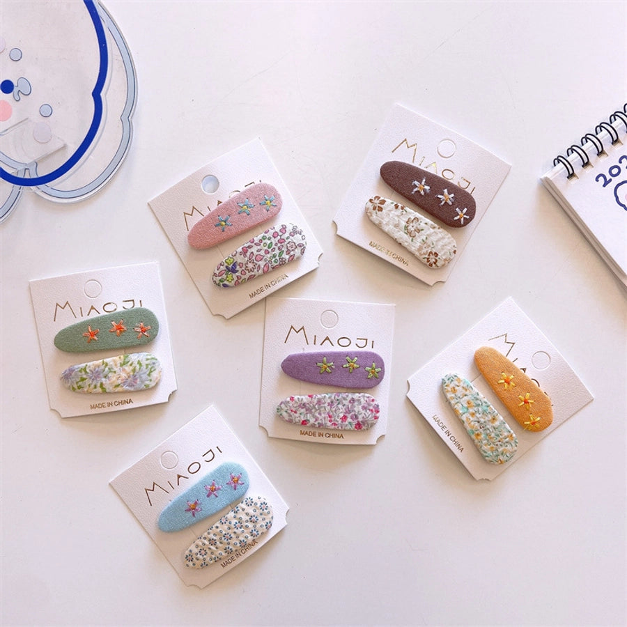 Girl'S Simple Style Classic Style Flower Cloth Contrast Collar Hair Clip