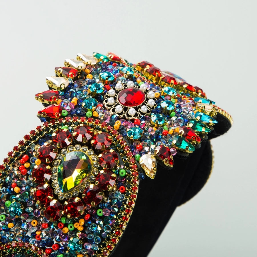 Women's Elegant Luxurious Flower Cloth Inlay Rhinestones Pearl Hair Band