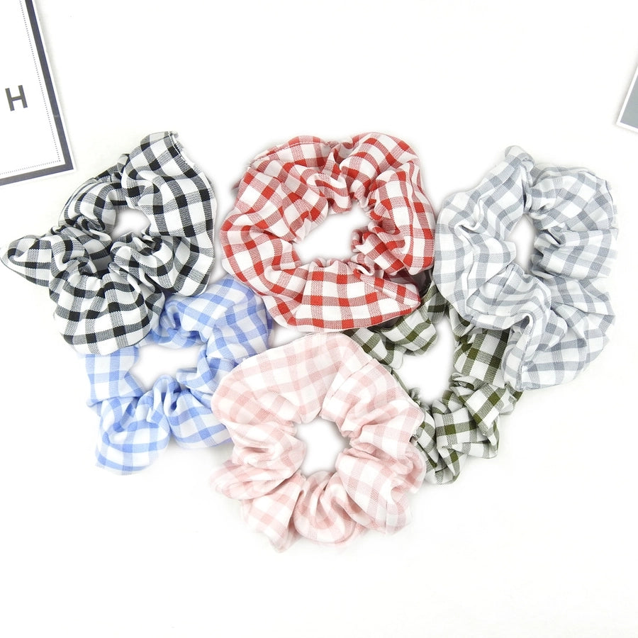 small plaid hair ring  girl hair rope simple fabric hair ring large intestine hair Ring Ball hair accessories