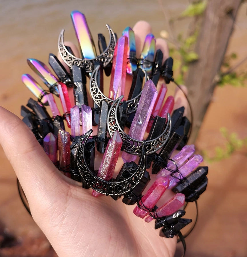 retro geometric moon crystal hair band 1 piece