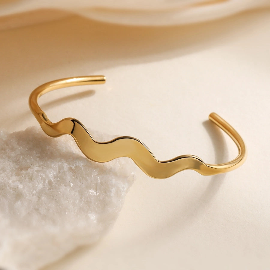 Retro Simple Style Commute Geometric 304 Stainless Steel Cuff Bracelets In Bulk