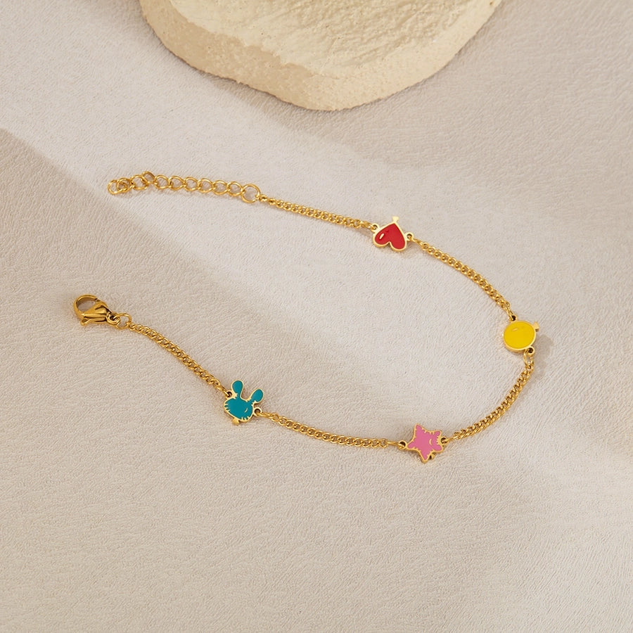 Simple Style Star Heart Shape 304 Stainless Steel Cuban Link Chain Curb Chain Bracelets In Bulk