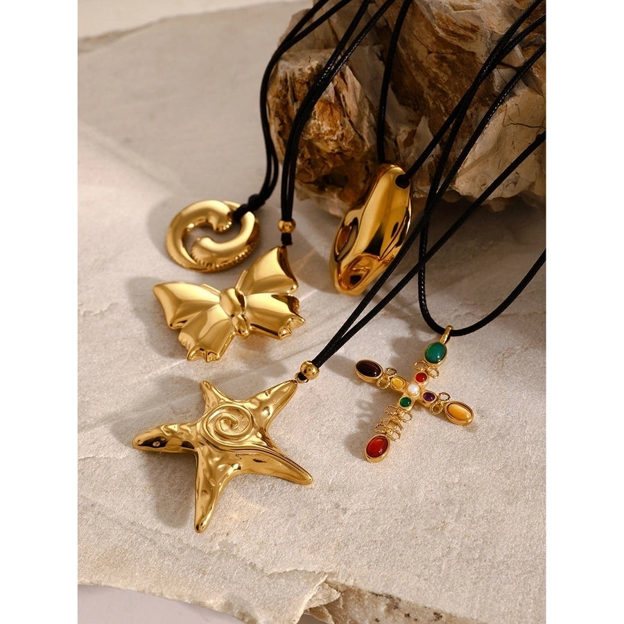Jewelry Classic Style Cross Starfish Bow Knot 304 Stainless Steel Pendant Necklace