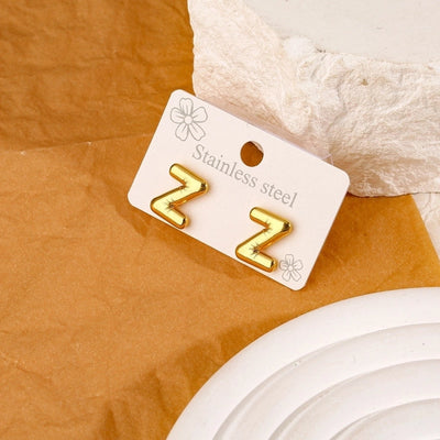 1 Pair Simple Style Classic Style Letter 304 Stainless Steel 18K Gold Plated Ear Studs