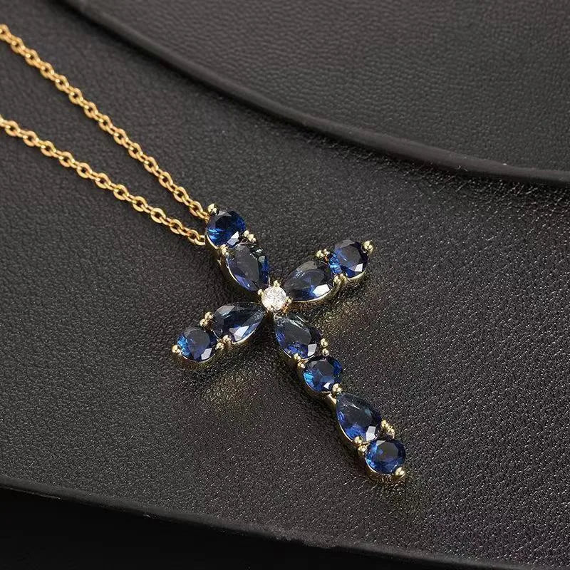 Stainless Steel 18K Gold Plated Simple Style Plating Inlay Cross Zircon