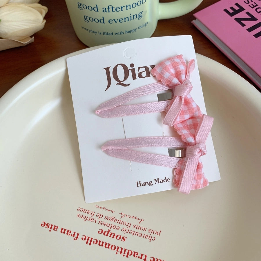 Women's Sweet Bow Knot Cloth Inlay Rhinestones Hair Clip Hair Tie