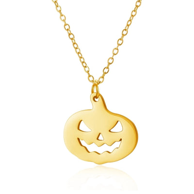 Jewelry Funny Pumpkin ghost Spider 201 Stainless Steel Asymmetrical Hollow Out Pendant Necklace