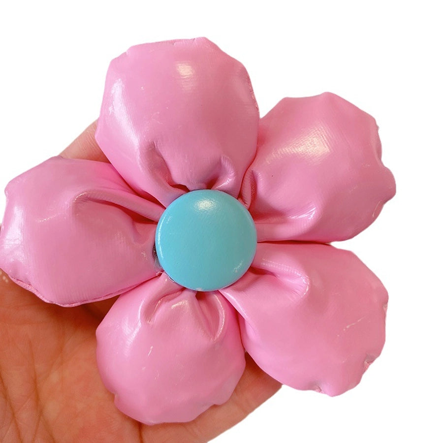 HD7387A02 sweet cool leather three-dimensional five-petal flower hairpin hairpin simple elegant flower duckbill clip hair accessories