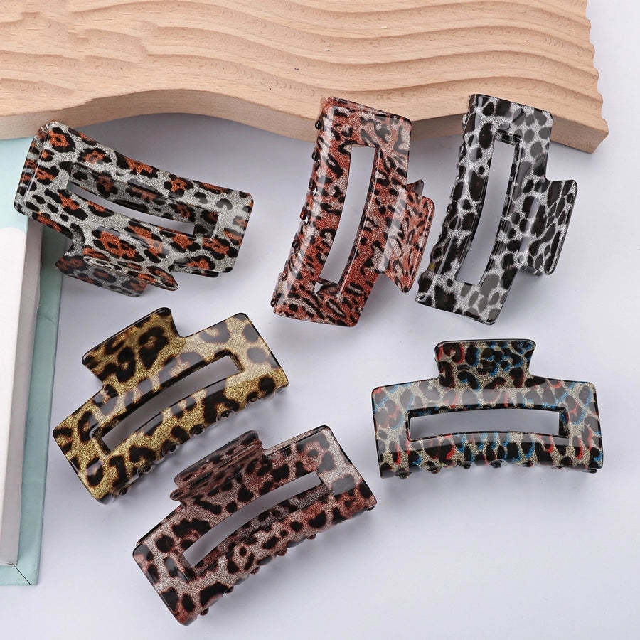 simple style leopard acetic acid sheets hair claws 1 piece