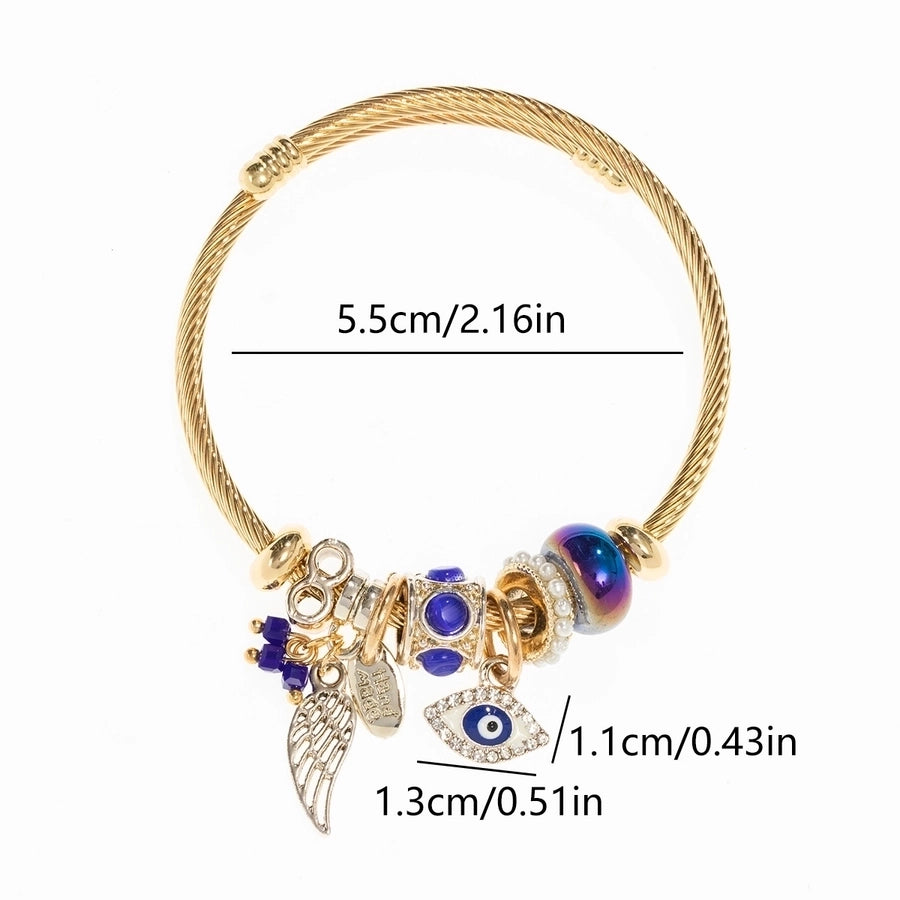 Retro Lady Eye 304 Stainless Steel Alloy Artificial Crystal Bangle In Bulk