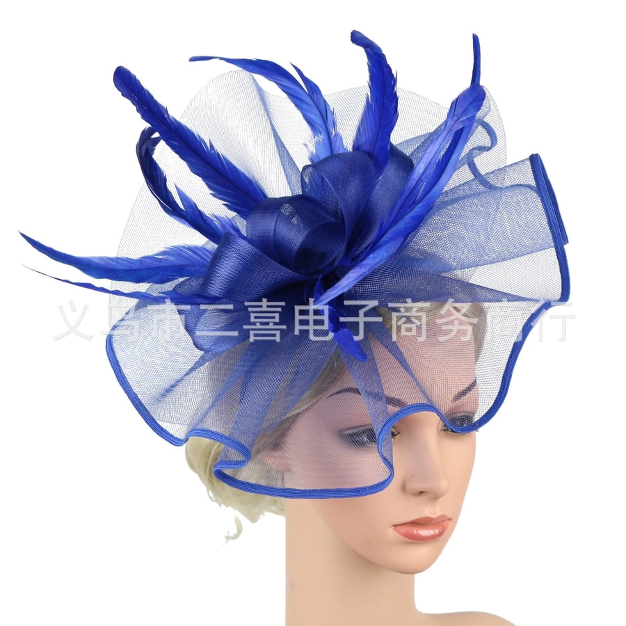 boutique mesh head flower feather accessories top hat hairpin bridal