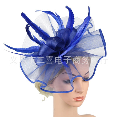 boutique mesh head flower feather accessories top hat hairpin bridal