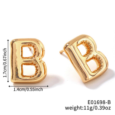 1 Pair Sweet Simple Style Shiny Letter Plating Copper K Gold Plated Ear Studs