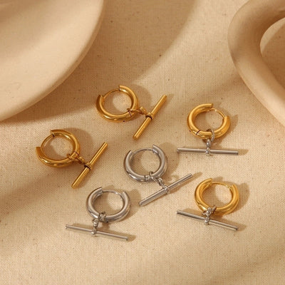 1 Pair IG Style Retro Classic Style Geometric Solid Color Removable Plating 304 Stainless Steel 18K Gold Plated Drop Earrings