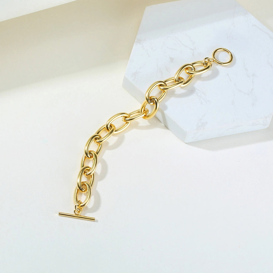 Elegant Simple Style Streetwear Solid Color 304 Stainless Steel 18K Gold Plated Bracelets In Bulk