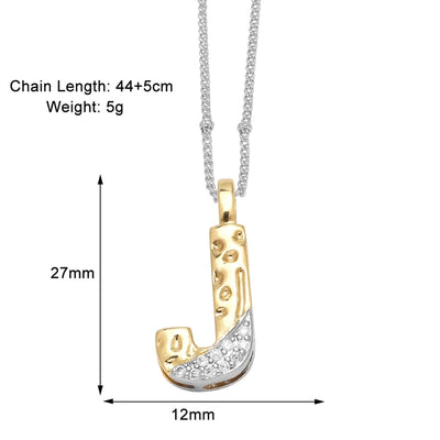 Jewelry Modern Style Simple Style letter 201 Stainless Steel Copper Zircon 18K Gold Plated Mixed Metal Inlay Pendant Necklace