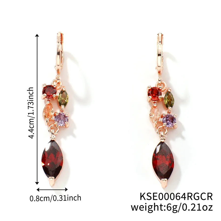 Wholesale Jewelry Sweet Shiny Flower Copper Glass K Gold Plated Inlay Jewelry Set cable chain