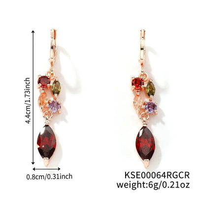 Wholesale Jewelry Sweet Shiny Flower Copper Glass K Gold Plated Inlay Jewelry Set cable chain