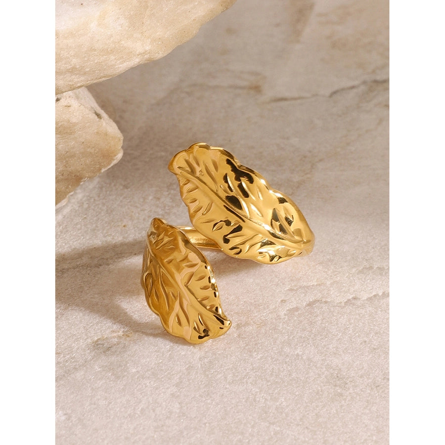 Jewelry Simple Style Classic Style Leaves 304 Stainless Steel Open Rings