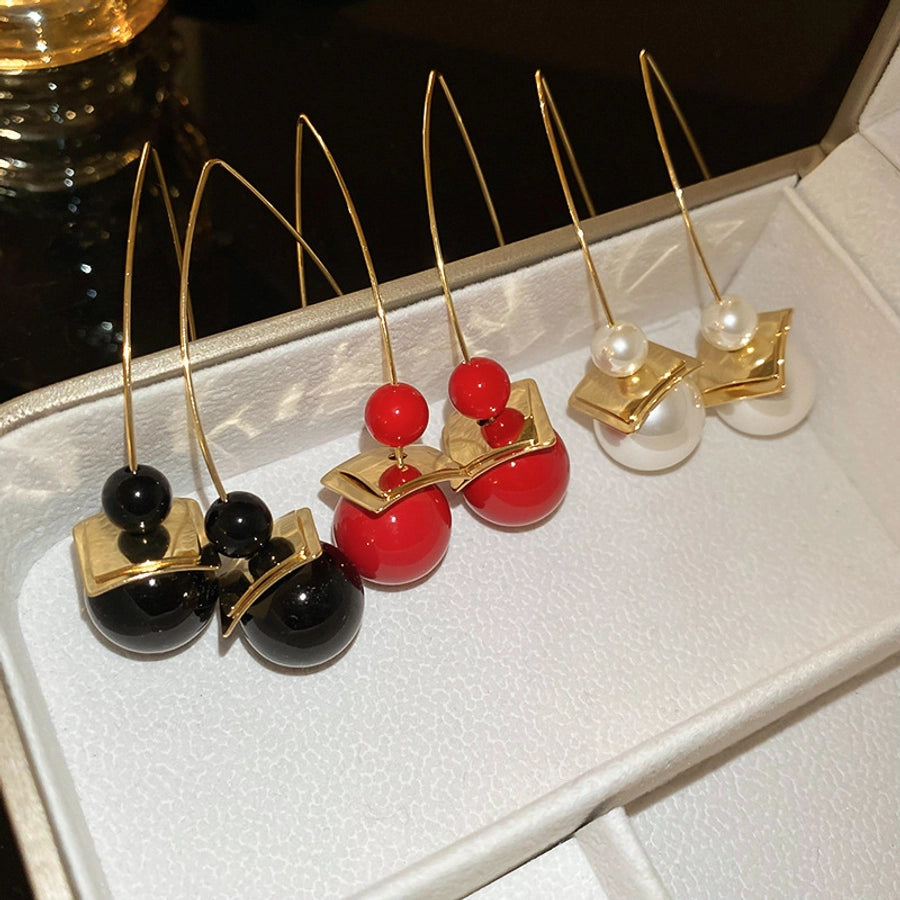 1 Pair Simple Style Round Plating Copper Resin Ear hook