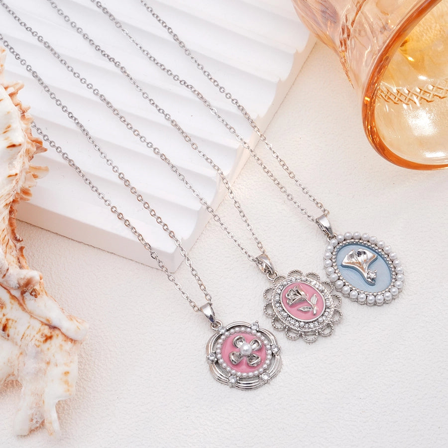 Jewelry Glam Lady Sexy Rose 304 Stainless Steel Copper Pendant Necklace