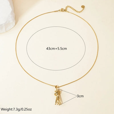 Jewelry Romantic Simple Style Humanoid 304 Stainless Steel 14K Gold Plated Polishing Pendant Necklace