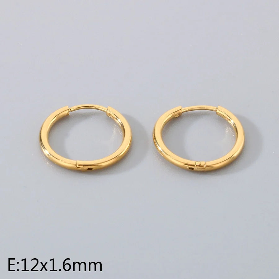 1 Pair Simple Style Round 304 Stainless Steel 18K Gold Plated Earrings