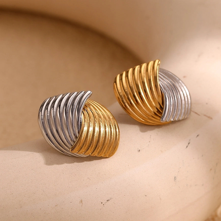 1 Pair Simple Style Geometric Mixed Metal 304 Stainless Steel 18K Gold Plated Ear Studs