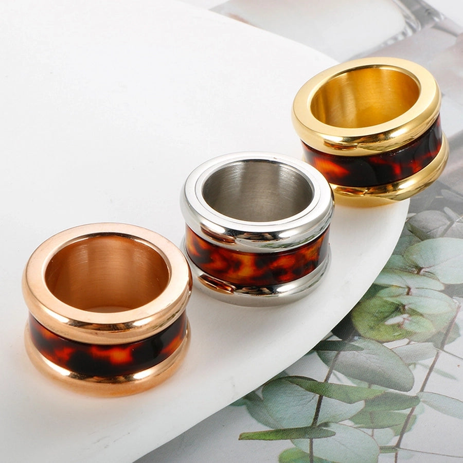 Jewelry Streetwear Color Block 304 Stainless Steel Resin Plating Rings