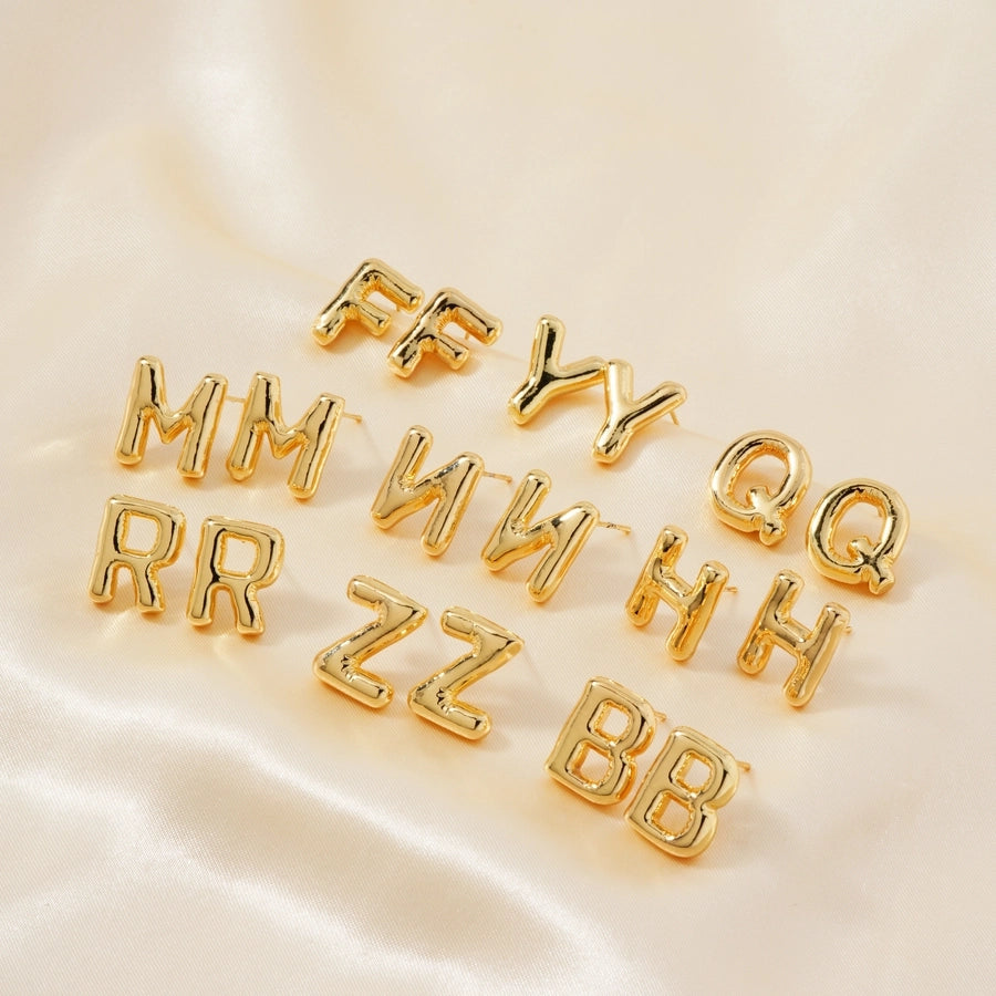 1 Pair Sweet Simple Style Shiny Letter Plating Copper K Gold Plated Ear Studs