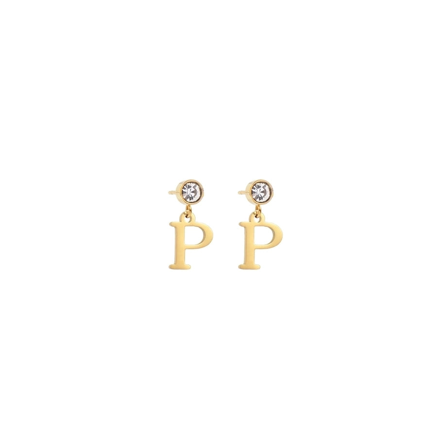 1 Pair Casual Simple Style Classic Style Letter Inlay 201 Stainless Steel 304 Stainless Steel Zircon Drop Earrings