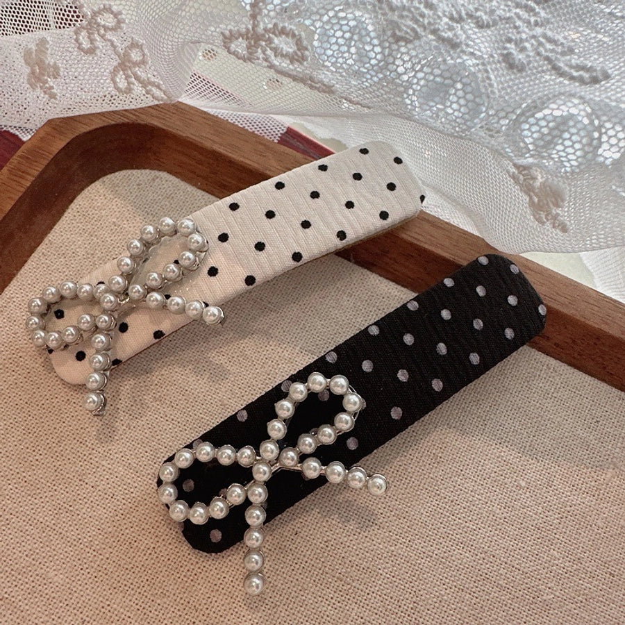 Women's Retro Polka Dots Bow Knot Cloth Hair Clip